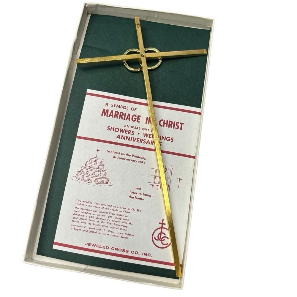 Vintage Marriage In Christ Gold Tone 10” Cross